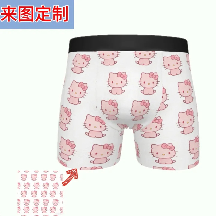 26 New Cross-Border 3D Printed Mid-Waist Elastic Breathable Milk Silk Hello Kitty Men's Underwear Shorts