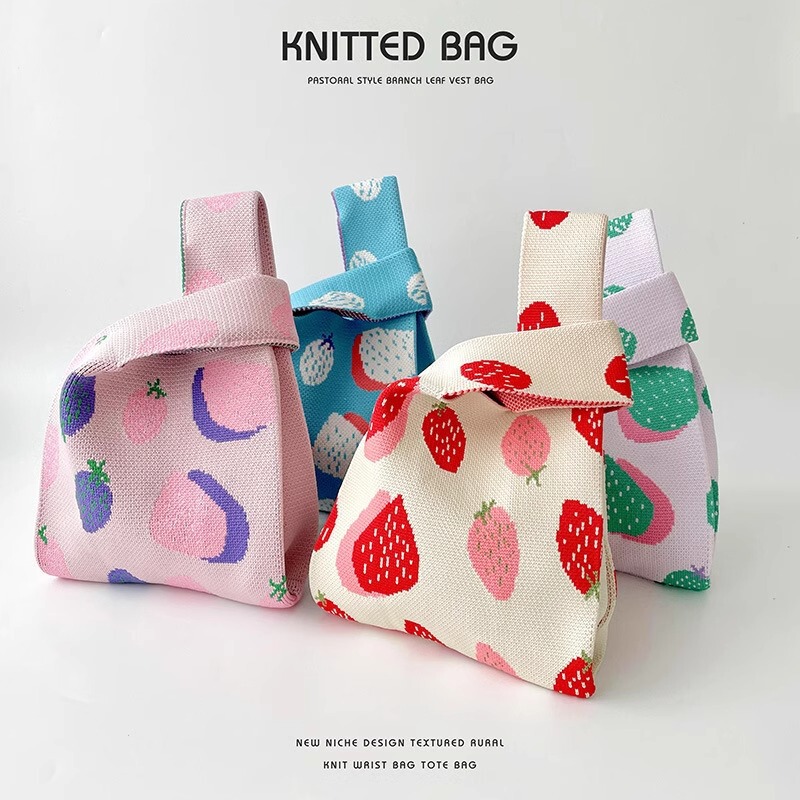 Explosive Strawberry Knitted Bag Fresh Fashion Tote Bag Campus All-match Women's Handbag Hand Bag Explosive Strawberry Knitted Bag Fresh Fashion Tote Bag Campus All-match Women's Handbag Hand Bag
