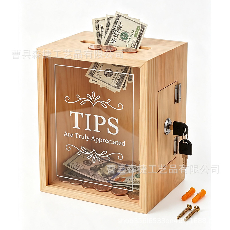 Wooden letter box, desktop solid wood ballot box, wooden tip box, donation box, wooden cash box, solid wood savings box