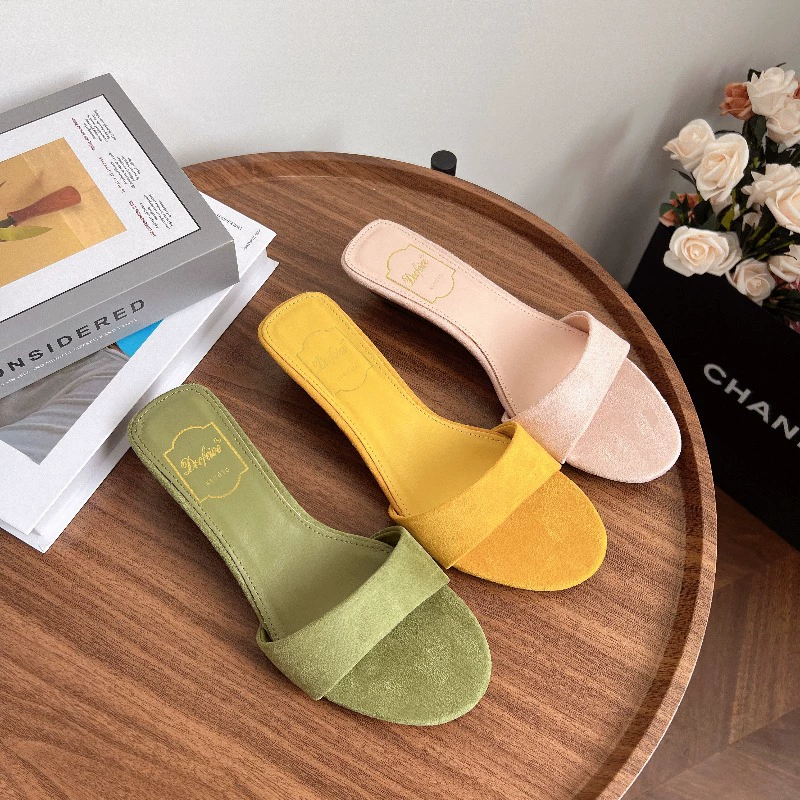 Minimalistic high slide, slippers, beach footwear, matte heel sticker, 4cm