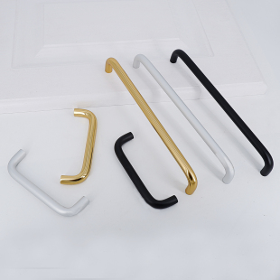 Modern Simple Space Aluminum Furniture Door Handle Wardrobe Cabinet Drawer Cabinet Door Handle Lengthen U-shaped Round Tube Aluminum Pull