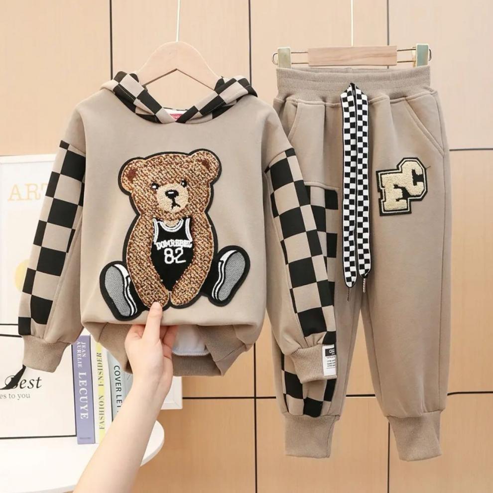 Mädchen Hoodie Und Hosen Set Für Frühling Und Herbst Teddybär_voghion.com