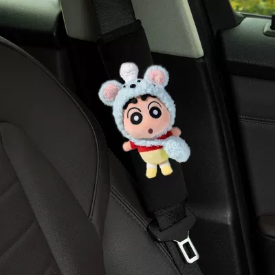 shoulder pad with floral, Seat belt shoulder pad - crayon-shin-chan-shoulder-pad-cooking-rat-shoulder-bag-crayon-shin-chan-black-short-velvet-seatbelt-shoulder-pad