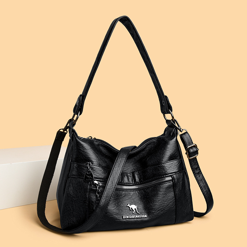 亚马逊新款羊皮纹小方包时尚小众真皮女包双正面袋鼠单肩斜挎包女