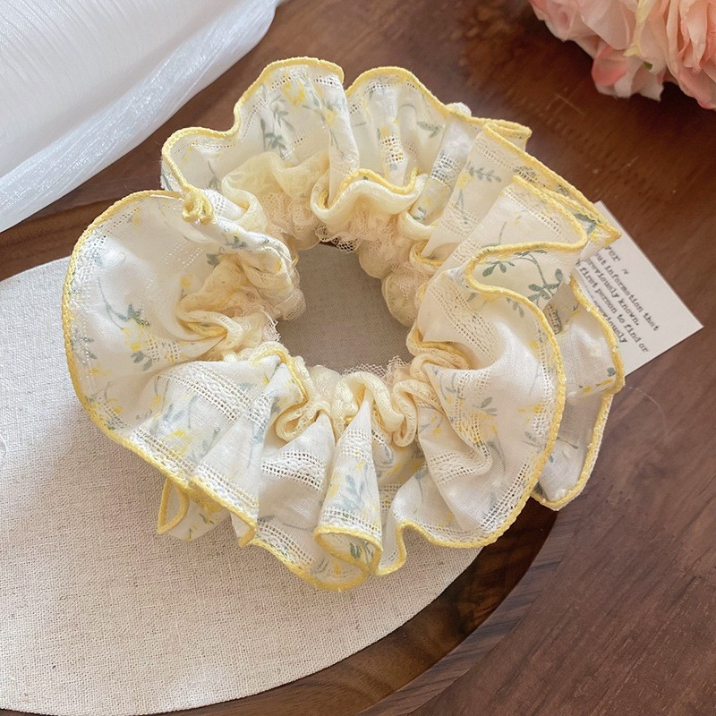 Encaje lazo para el cabello de intestino grueso de doble capa ins coreanos cuerda para el cabello de intestino grueso fresco y dulce en la parte posterior de la cabeza accesorios para el cabello femenino