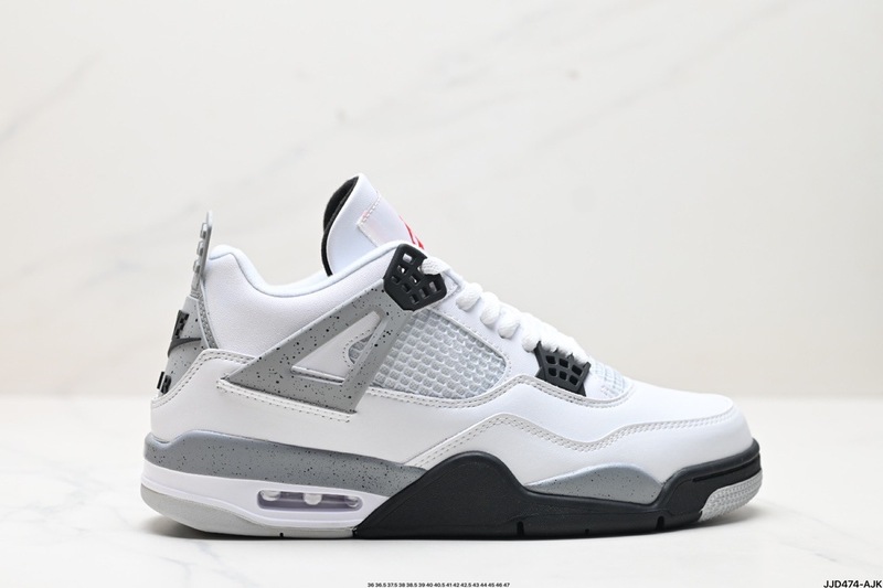 莆田靴純粋なオリジナルの第一層牛革本革バスケットボールシューズ Air AJ4 ホワイトセメント共同ブランドレトロスポーツシューズ男性と女性用|undefined