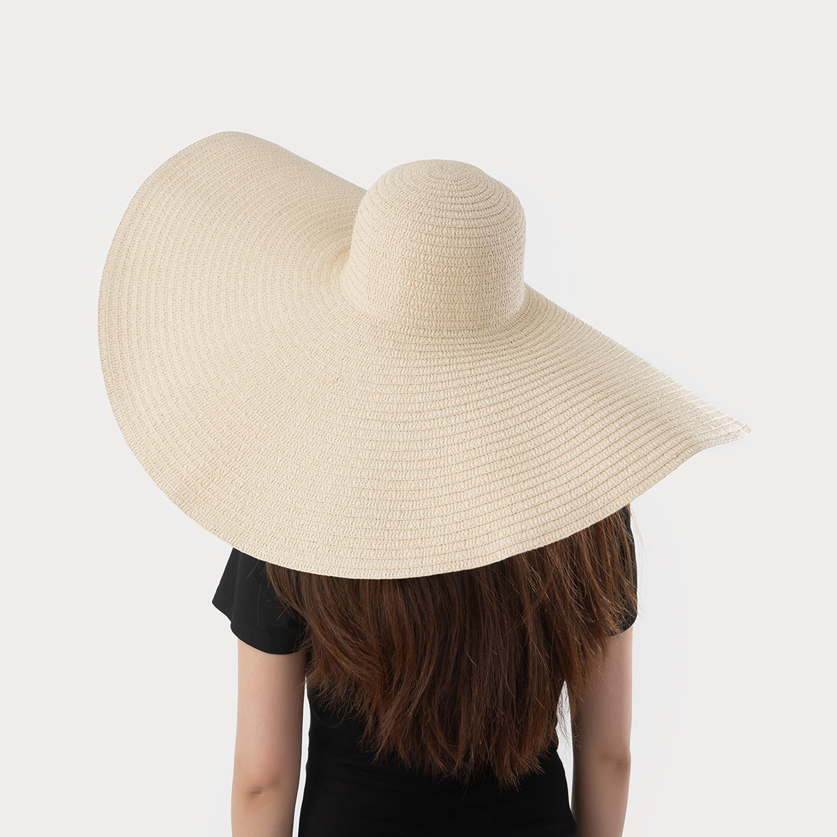 Cappello di paglia donna a tesa larga pieghevole per spiaggia_voghion.com