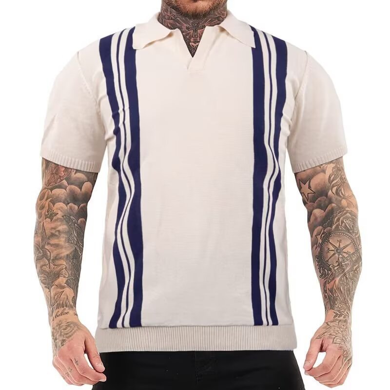 2025 New Fashion Slim-fit Summer Simple Half-sleeve Top Polo Shirt Short-sleeve Men's Thin Knitted Lapp T-shirt