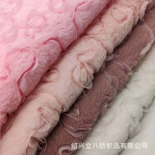 新款盘带绣 小兔毛盘带绣 PV绒盘带绣 毛绒绣花面料
