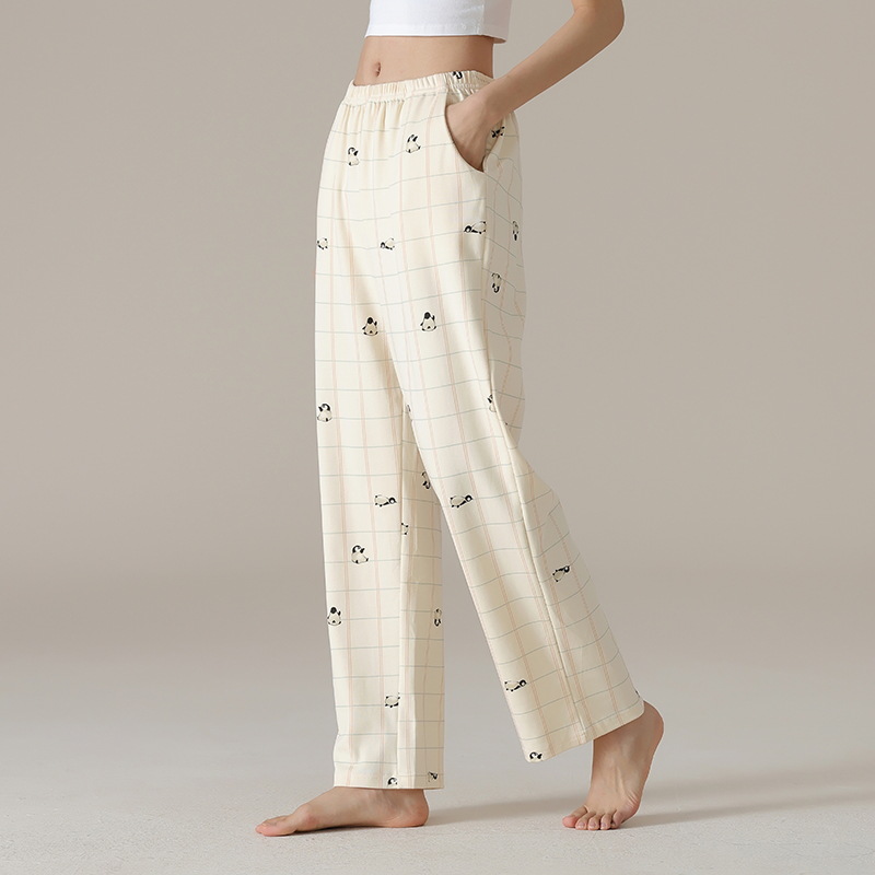 Pantalones de pijama de mujer primavera y otoño pantalones largos de algodón casuales sueltos de moda se pueden usar pantalones caseros de algodón de verano