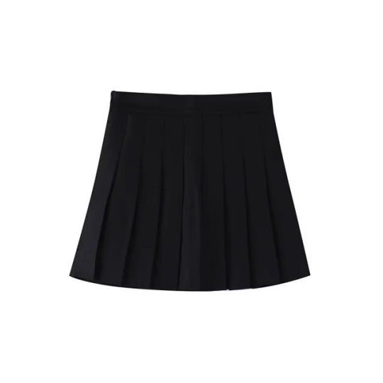 Stretch Elastic Waist Pleated Skirt Women's Spring Summer and Autumn New A- line Small Spice Girls College JK Black Short Skirt
