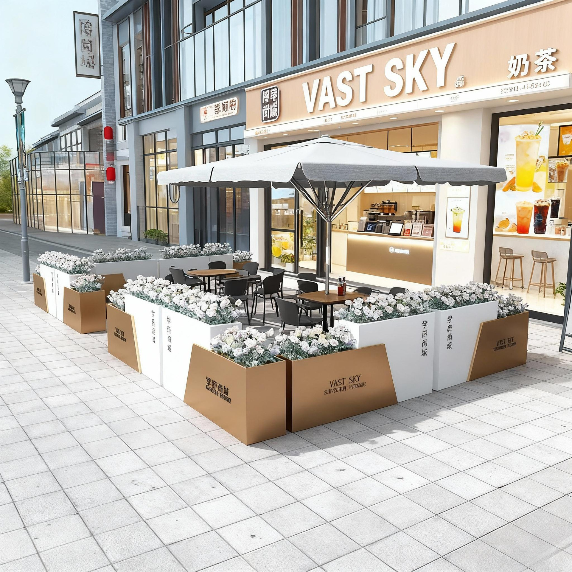 屋外ステンレス鋼フラワーボックスバルコニー植栽ボックス広場商業街長方形花壇鉄製完成品フラワーチャンネル