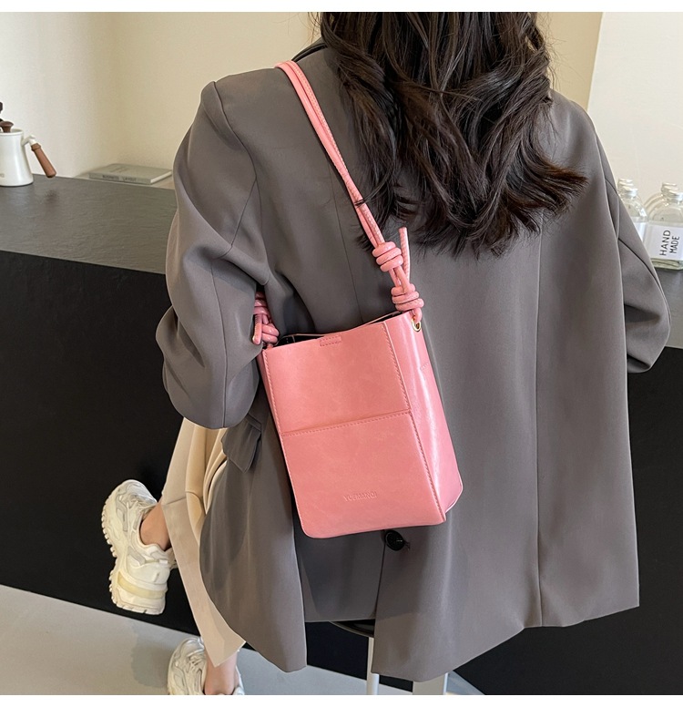 2025 Summer Popular Mini Small Bags for Women New Solid Color Foreign Style Crossbody Bag Korean Style Textured Bucket Bag