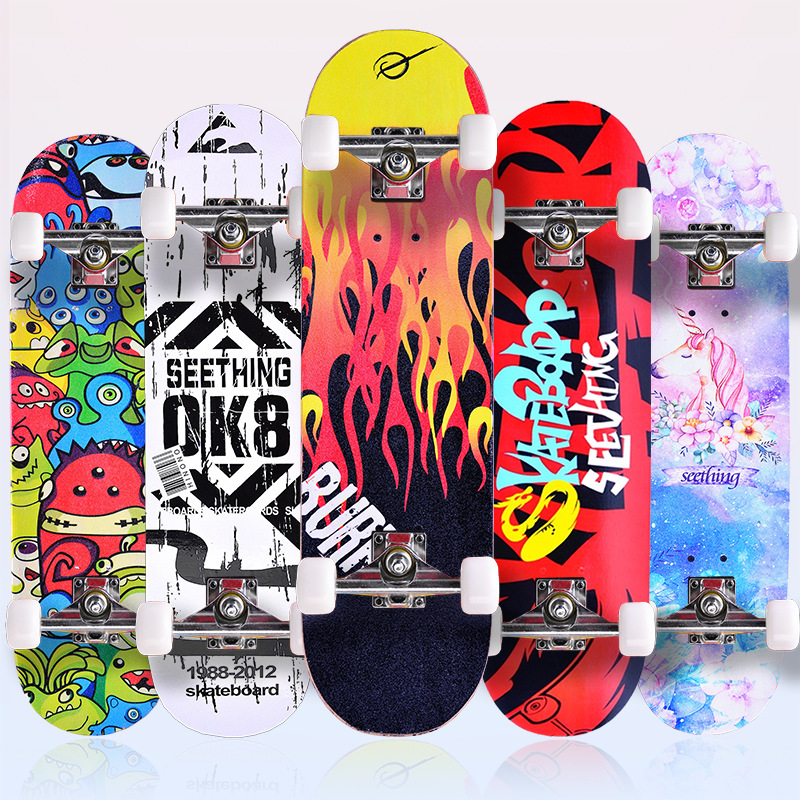 Professional Four-Wheel Skateboard for Beginners, Double-Warp Maple Board, Adult and Children's Surfboard, Scooter, Cross-Border Manufacturer