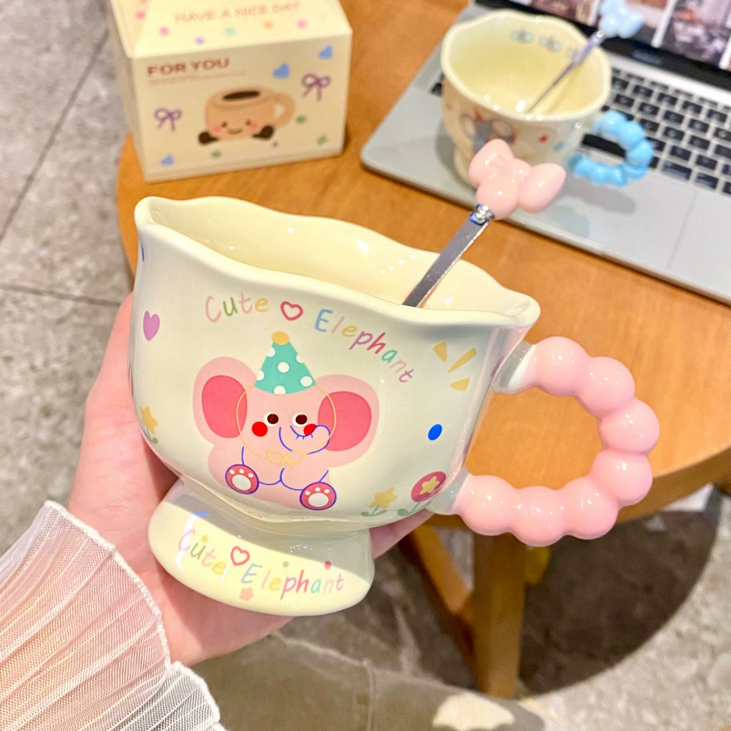 Хорошенький маленький слонёнок мультяшная кружка для пар ceramическая кружка для девушек день рождения подарок офис кофейная чашка