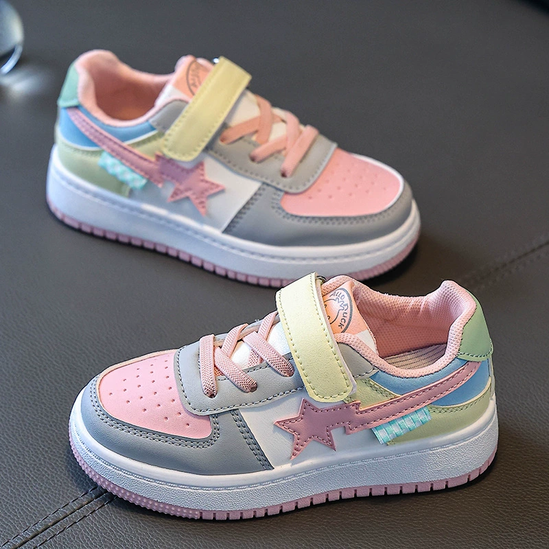Girls' board shoes, fashionable trendy shoes, children's sports shoes 2025 new autumn girls campus white shoes indoor single shoes