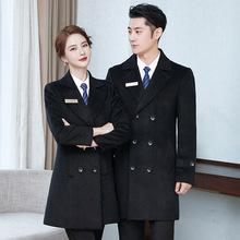 毛呢子大衣翻领长袖职业秋冬中长款外套男女前台经理售楼处工作服