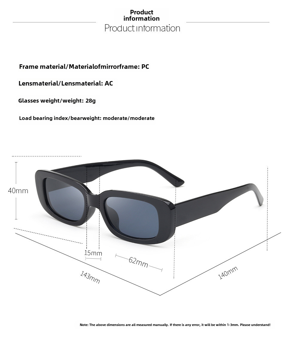 Neliönmuotoiset mustat 2024 uudet aurinkolasit miesten eurooppalaisille ja amerikkalaisille rajat ylittäville ulkomaankaupan lasit naisten retro-ultraviolettisuojatut aurinkolasit_voghion.com