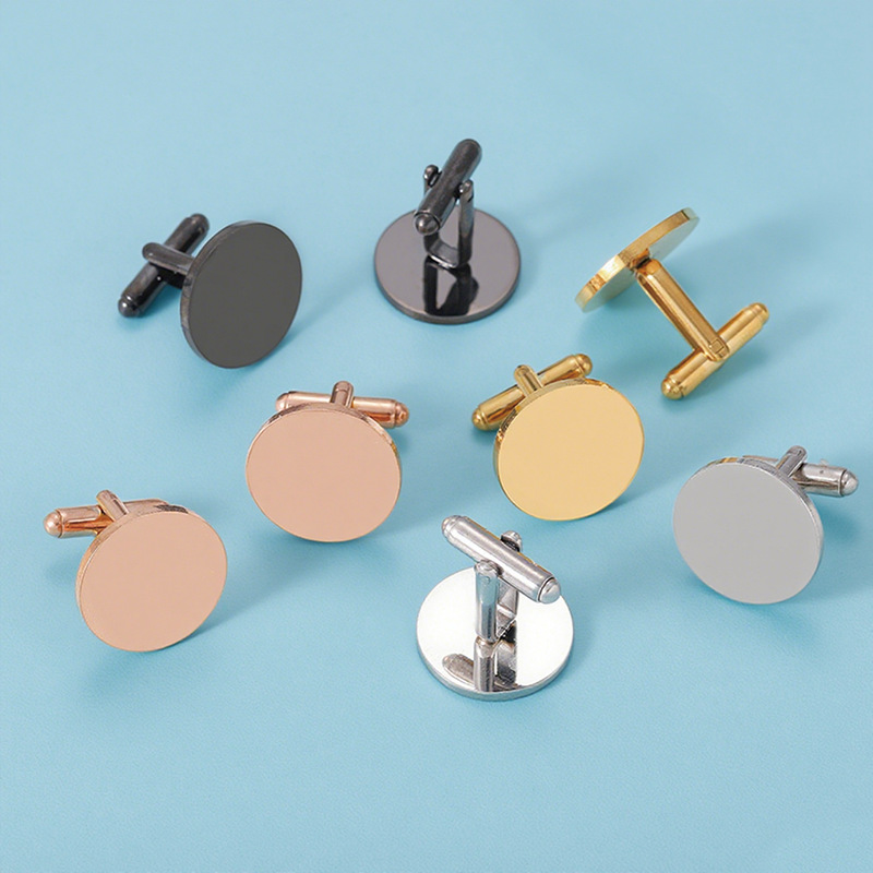 Factory Direct Sales Cross-Border New Product Cufflinks Men's Shirt Buttons Cufflinks Stainless Steel 20mm Round Cufflinks