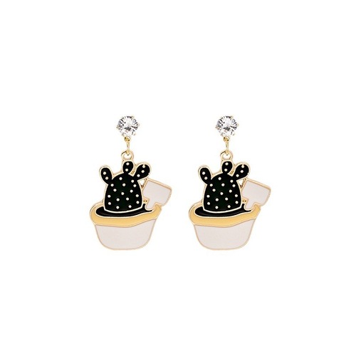 Fun cartoon asymmetrical oil drop earrings, national trend panda animal fruit earrings, cute mushroom leaf earrings