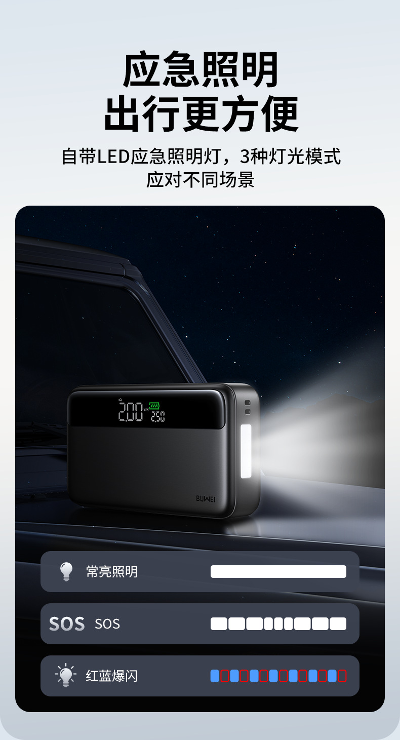 [N33] Buwei Car Emergency Starting Power Supply and Air Pump All-In-One Multifunctional Portable Power Bank
