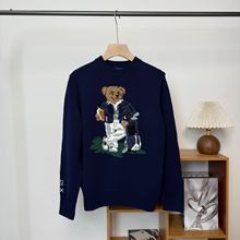 高品质/可扫码高尔夫小熊25年秋冬纯棉重工刺绣卡通圆领毛衣针织