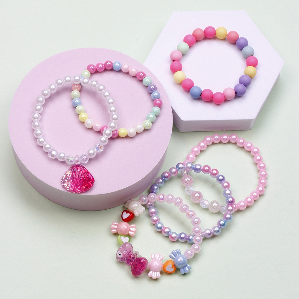 Fashion Letter Butterfly Plastic Beaded Kidu0027S Bracelets 6 Pieces