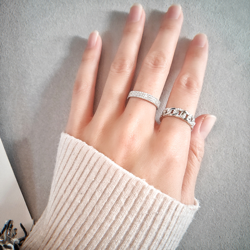 Fashion Geometric Sterling Silver Inlay Zircon Rings 1 Piece