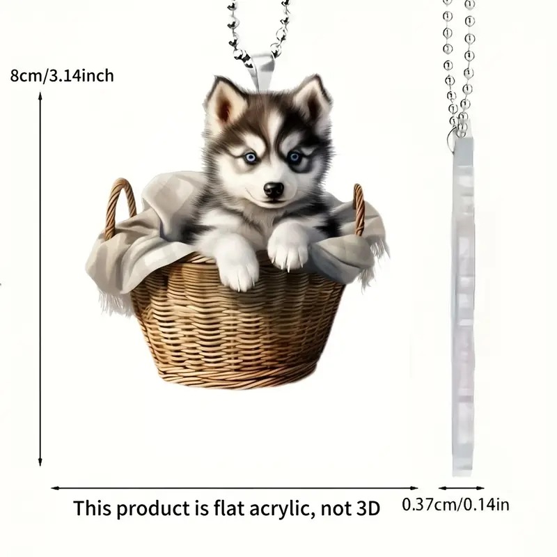2D pequeños regalos perros husky 2D joyas creativas canestas colgantes colgantes de espejos retrovisores de automóviles decoración del árbol de Navidad
