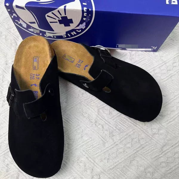 In-Stock Bk Genuine Leather Birkenstock Retro Closed-Toe Comfortable Cork Casual Versatile Half Slippers