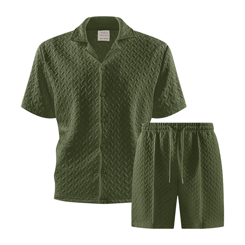 2026 primavera transfronteriza Amazon con solapa polo camiseta nuevo hombre moda casual pantalones cortos de mangas cortas dos piezas image 4