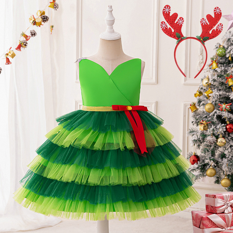 Vestido de niña Santa nevera vestido vestido de niños vestido de princesa de dibujos animados vestido de navidad cos show