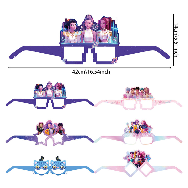 动画K-POP猎魔女团主题生日派对布置拉旗纸盘纸杯纸巾气球用品|undefined