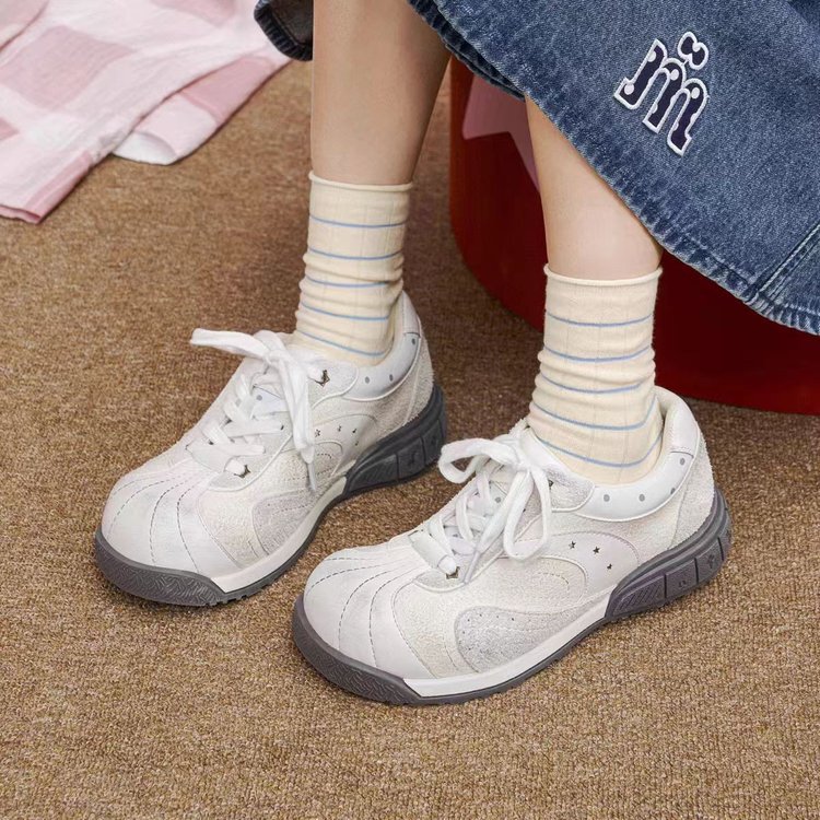 Casual Shoes for Women 2025 New Versatile Flat Sneakers Women's Niche Design Big Toe Shoes Thick Sole Casual Shoes
