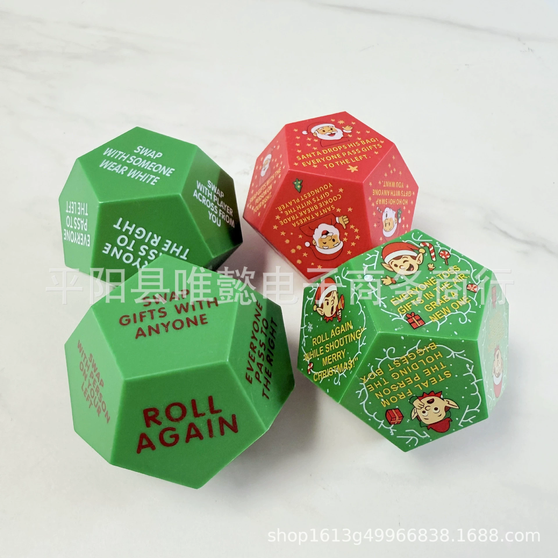 Трансграничный новый Santa Swap Gift Exchange Dice Многоугольные кости