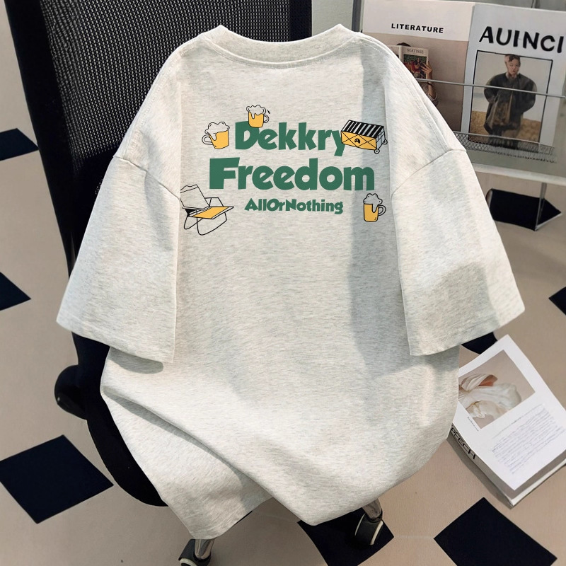 Exclusively for Overseas Wholesale~ Heavyweight Pure Cotton Short-Sleeved T-Shirts for Men and Women in White and Gray, Summer 2026 New Style Tops, Couple Style