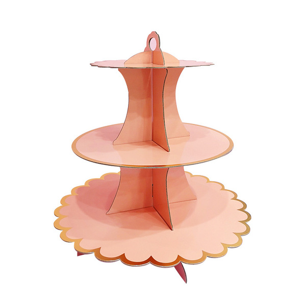 Disposable multi-layer paper cake stand Three-layer gold stamping…