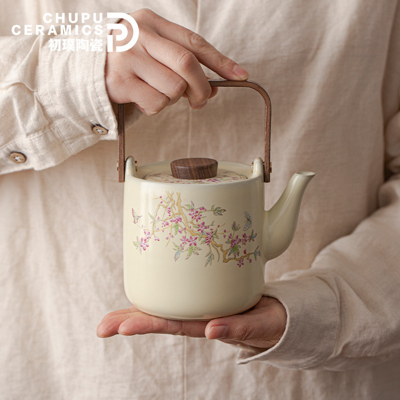 Chupu Imitation Song Mihuang Ru Kiln Wisteria Flower Tie Pot Chinese Ceramic Kung Fu Teapot Household Large Capacity Tea Maker Chupu Imitation Song Mihuang Ru Kiln Wisteria Flower Tie Pot Chinese Ceramic Kung Fu Teapot Household Large Capacity Tea Maker