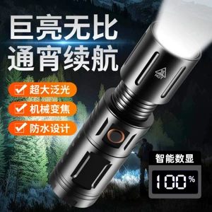 Cross-border ultra-bright flashlight, strong light laser beam, emergency rechargeable portable self-defense fixed-focus white laser flashlight