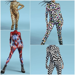 2023 Halloween New Bodysuit 3D Digital Printing Adult Cosplay One-Piece Costume