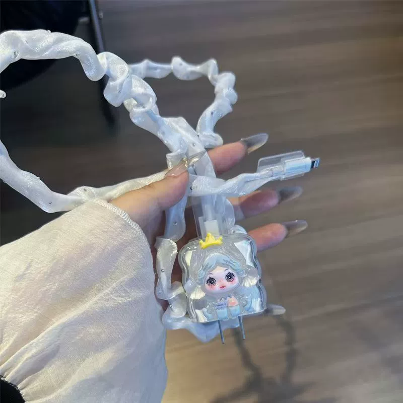 Прозрачный милый чехол для зарядного устройства Apple 18w/20w с защитой для быстрой зарядки, чехол для защиты зарядной головки, волна льда.