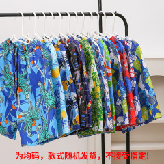 ビーチショーツメンズ夏薄手速乾水泳パンツトレンディなプリント大きなパンツルーズパジャマカジュアル5点パンツ