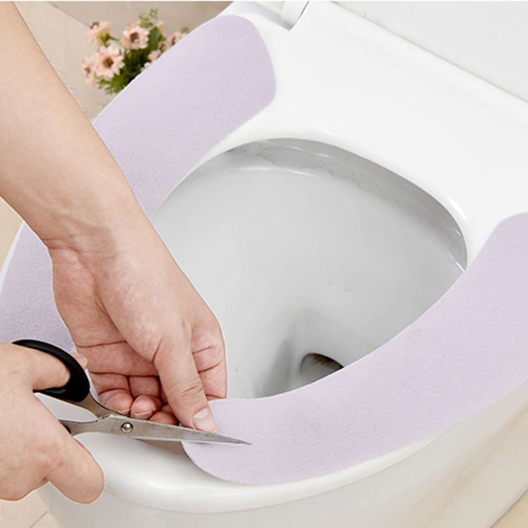 冬用スエード洗える便座カバー便座クッション便座クッション無地粘着式無地トイレステッカー|undefined