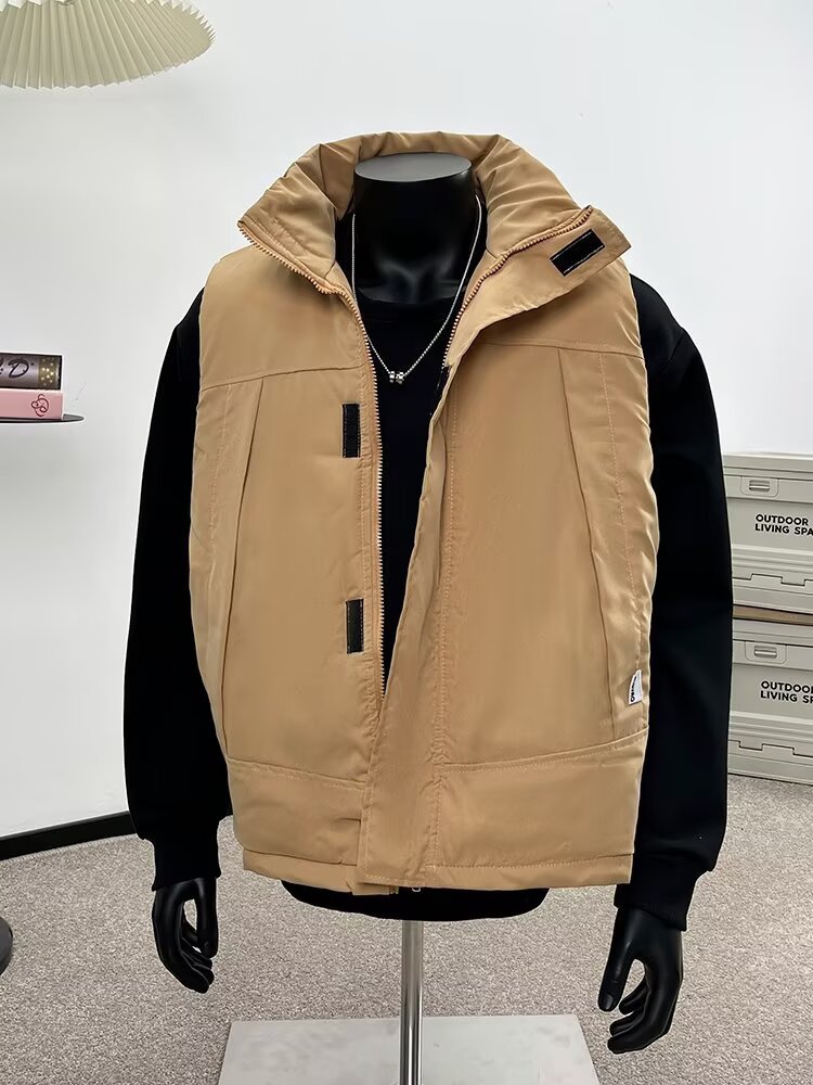 Primavera, otoño, invierno, chaleco de algodón de cuello vertical, chaqueta de chaleco suelta de moda para hombres, chaqueta de pan de caballo para hombres, chaqueta de pan