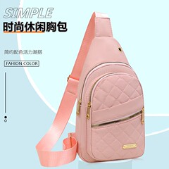 跨境简约女士胸包新款多层绣线大容量胸前背包少女户外休闲斜挎包