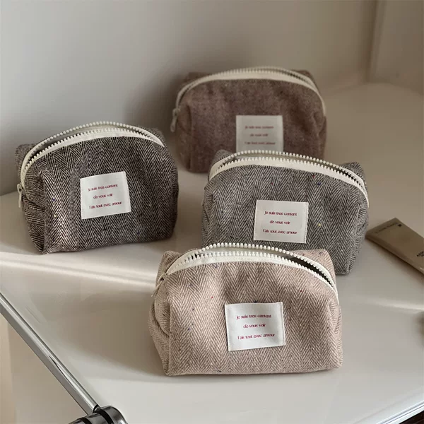 [Suxi cloth bag] colorful herringbone wool boat bag makeup bag mobile phone charging treasure storage cotton cloth bag