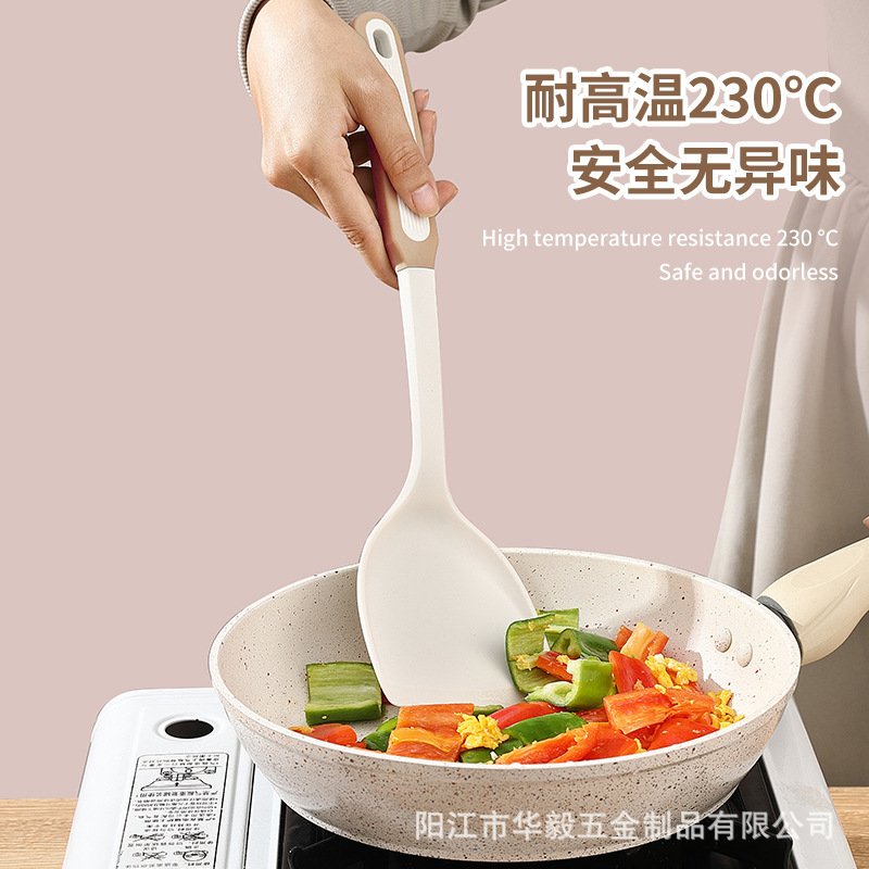 Espátula de silicona, utensilios de cocina, mango de silicona, juego de 7 piezas, pala de silicona de grado alimenticio, cuchara de silicona especial antiadherente, stock de fabricante