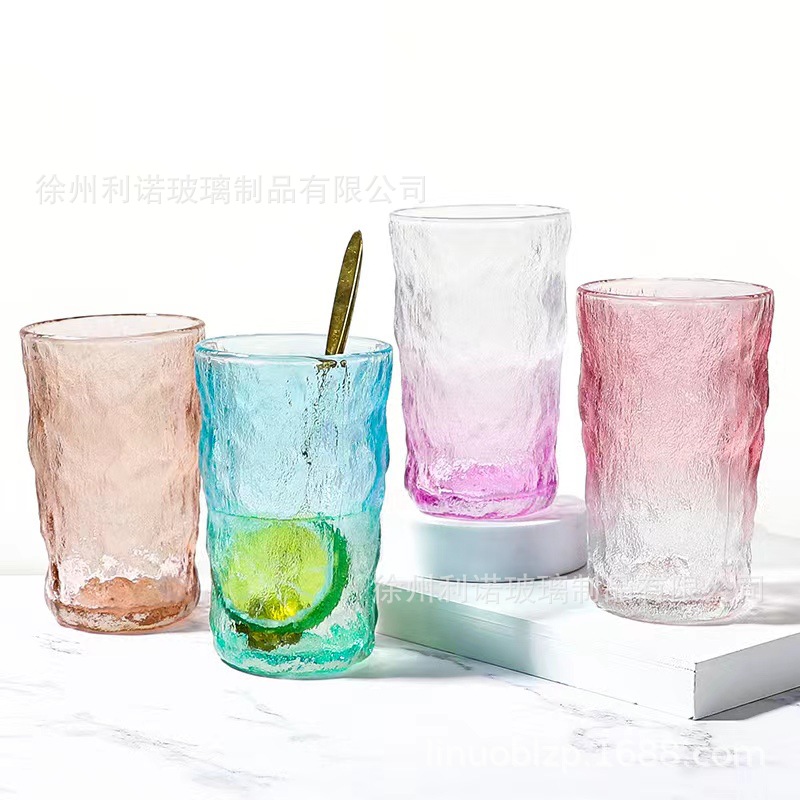 Gradient Color Glacier Pattern Glass Ins High-Value Glass Water Cup Popular Large Capacity Beer Coffee Juice Cup