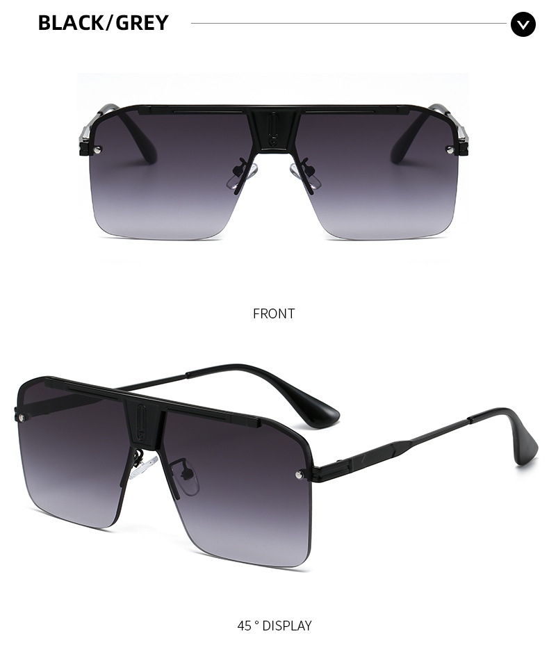 Street Occasion Exaggerated Solid Color PC UV400 Protection Square Full Frame Men's Sunglasses