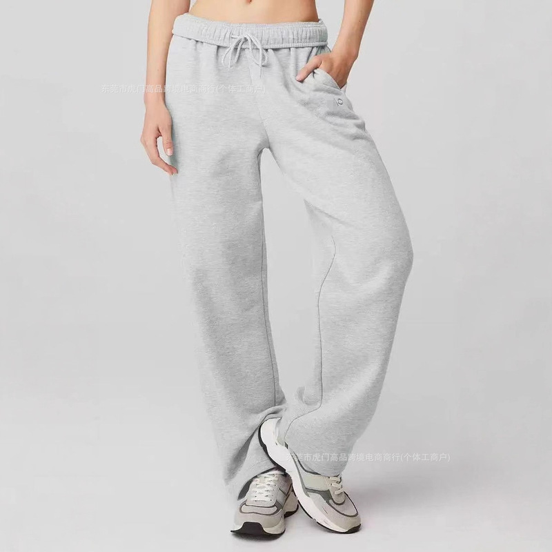 Alo Autumn and Winter New Sweatshirt Stereo Standard Straight Sports Casual Sports Washed Cotton Loose Pants Women's Suit Alo Autumn and Winter New Sweatshirt Stereo Standard Straight Sports Casual Sports Washed Cotton Loose Pants Women's Suit